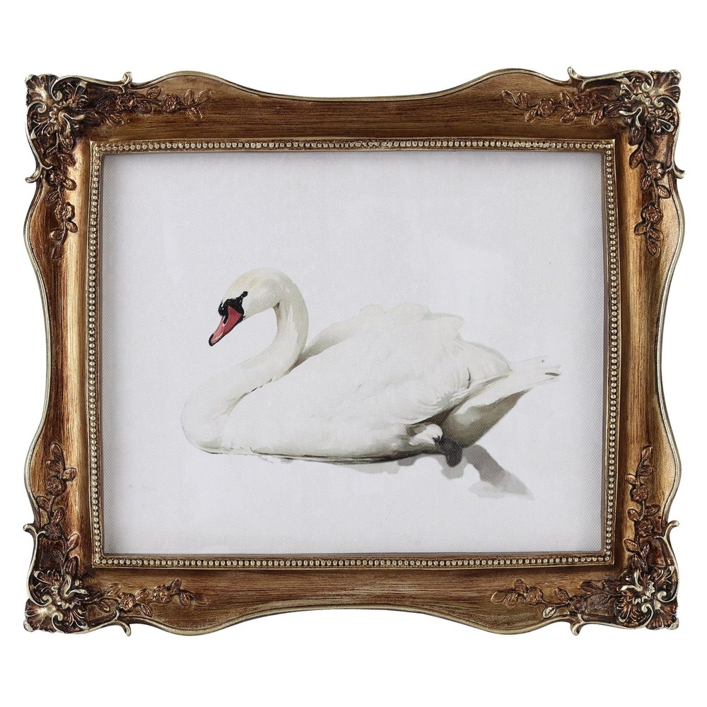 Home Decor Collection Ornate Framed Swan Canvas Print Wall Art Gold - Walmart